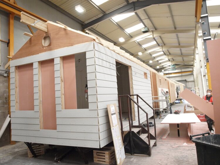 Photo of a beach hut under construction