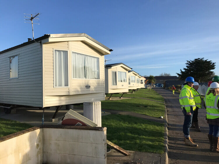 Photo of caravans at Sandymouth during redevelopment