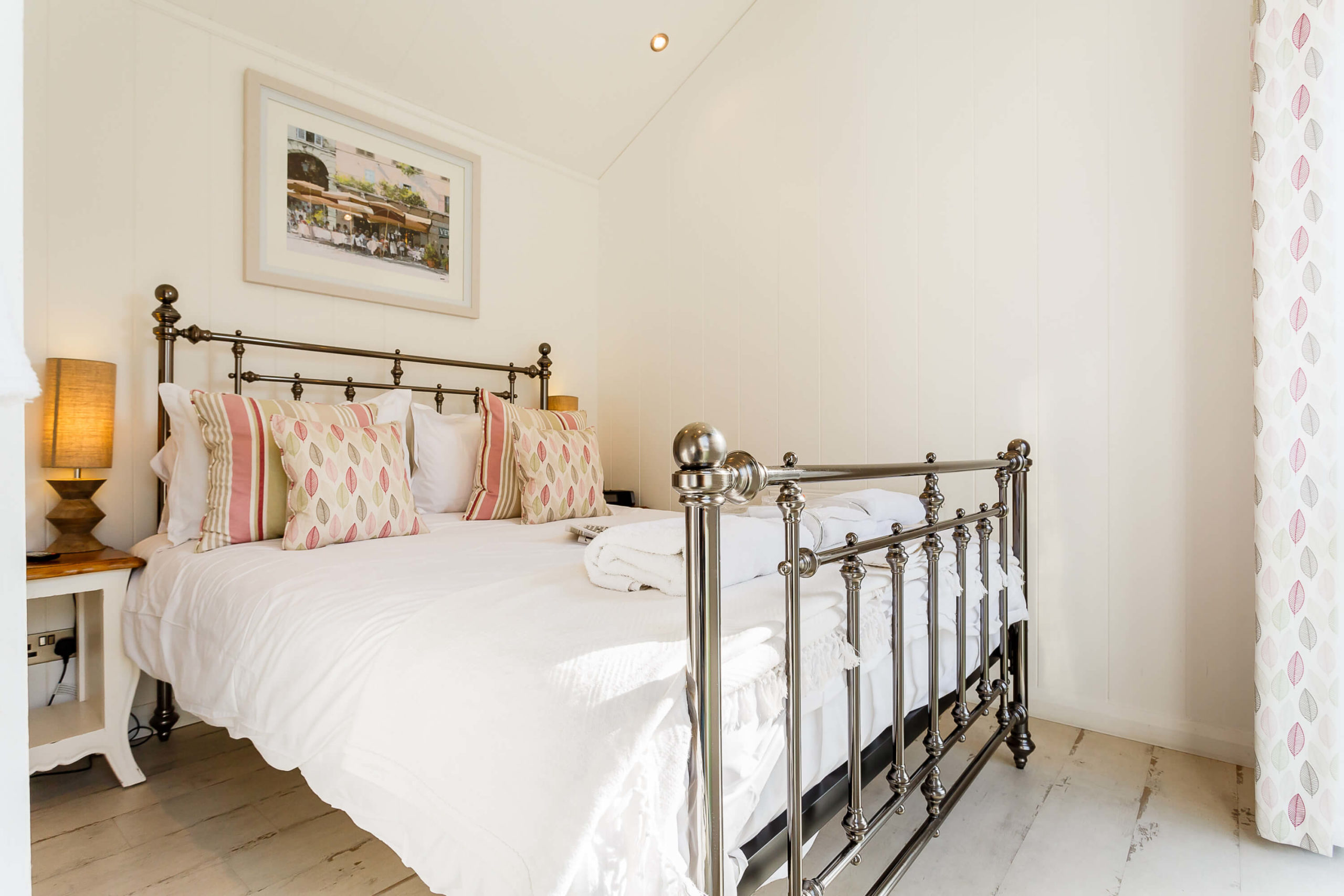 Interior shot of a bedroom in a beach hut