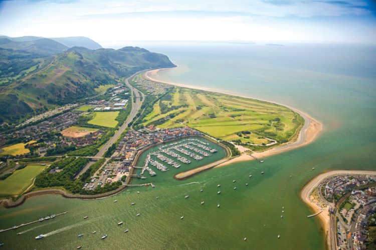 Aerial shot of the Conwy and the Marina