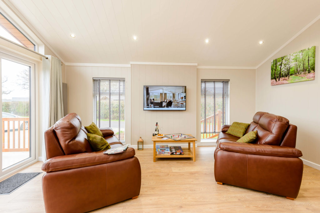 Lounge in a lodge at Wareham Forest