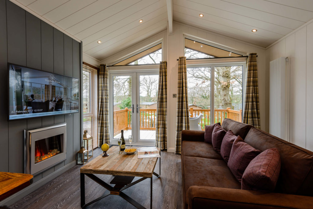 Interior shot of lounge in a lodge at Wareham Forest