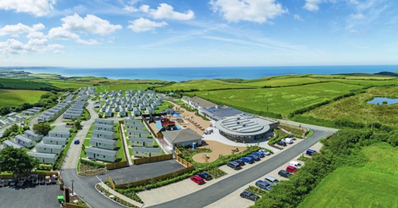 aerial view of Sandymouth, Cornwall