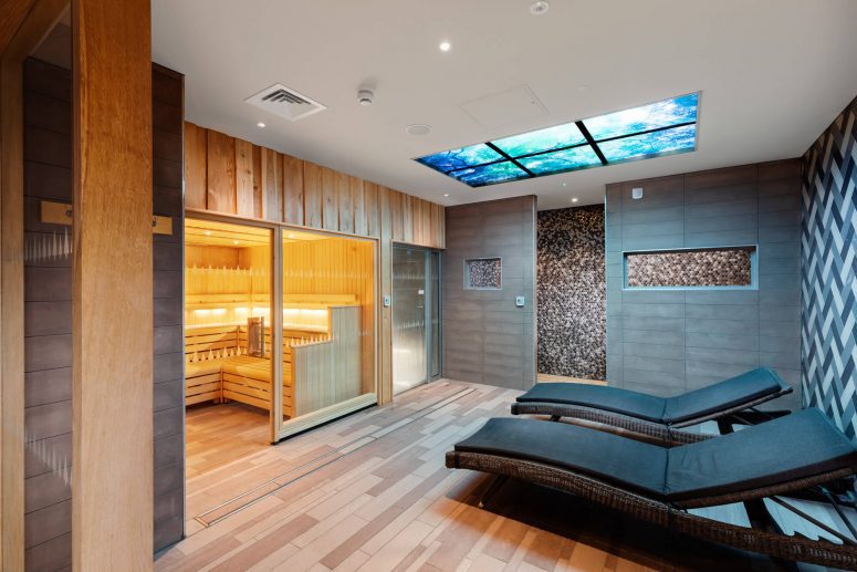 Interior shot of the sauna room at Norfolk Woods